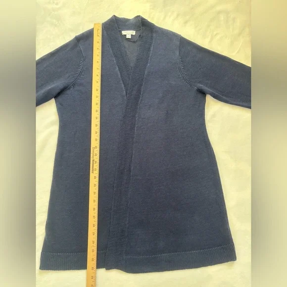 NWT Charter Club Cardigan 1X-14-16W Blue Intrepid 100% Linen Longline Open Front - Picture 4 of 10